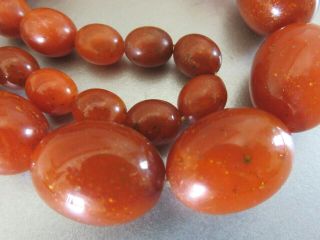 UNUSUAL ANTIQUE VINTAGE AMBER BAKELITE FATURAN GLITTER BEADS NECKLACE 57GM 5