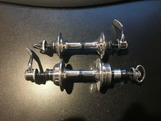 Vintage Campagnolo Record 1034 Low Flange Hubs With Curved Skewers
