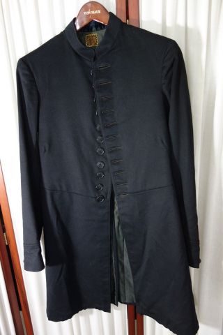 1903 Band Uniform Jacket - S - Black Wool,  37 " Long,  Frock Coat Style - Vg - Ritzy -