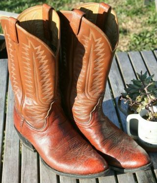 Vintage Black Label Tony Lama 11.  5d Cowboy Boots Shoulder Leather