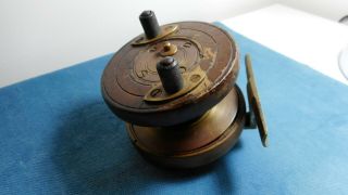 Antique Fishing Reel Wood And Brass