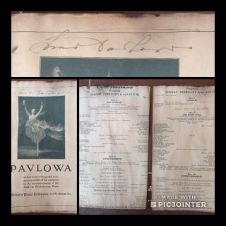Rare 1925 Signed Anna Pavlova Farewell American Tour Program