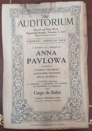Rare 1925 Signed Anna Pavlova Farewell American Tour Program 3