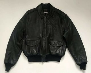 Avirex Type A - 2 Leather Bomber Jacket Men’s Size 44 Medium Vintage Black Flight