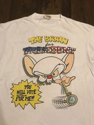 VTG 1996 Pinky And The Brain T Shirt Animaniacs Warner Bros Cartoon 90s USA Tee 3