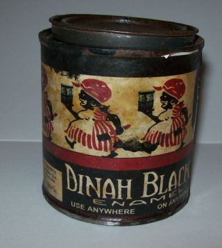 Vintage Black Americana Dinah Black Enamel Paint Can Paint Tin Chicago Paint Co.