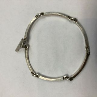 Vintage 925 Ne From Denmark Sterling Silver Curve Link Bracelet With Toggle Clas