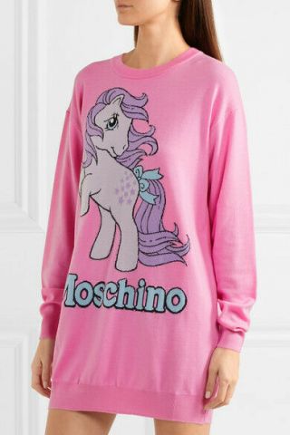 Ss18 Moschino Couture Jeremy Scott My Little Pony Pink Sweater Mini Dress Rare