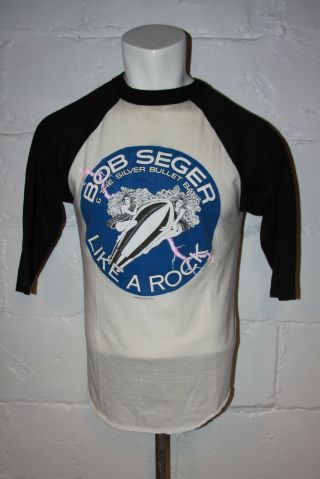 Vtg Bob Seger American Storm 1986 Like A Rock Baseball Style T Shirt Sz L Large