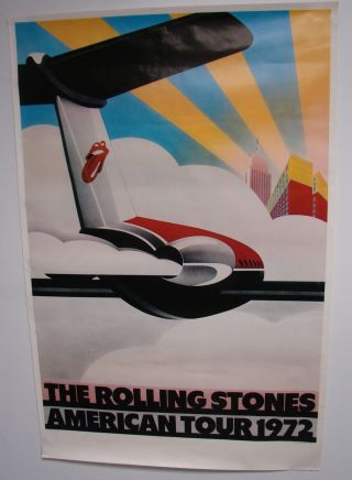 Vtg 1972 Rolling Stones American Tour Concert Poster Sunday Promotions 38 " X 25 ".