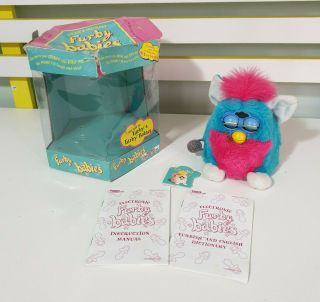 Furby Baby 1999 70 - 940.  Blue And Pink Baby Vintage Collectable
