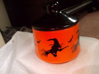 Indiana Glass Halloween Pumpkin Glass Candy Jar Hazel Atlas Vintage With Top