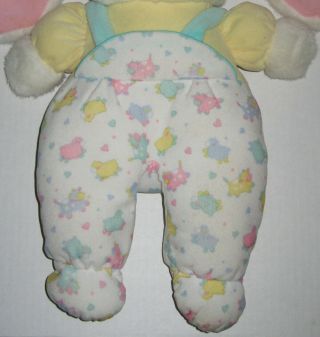 Vtg Eden White Bunny Rabbit Plush Baby Toy Lovey Pastel Overalls Stuffed Animal 4