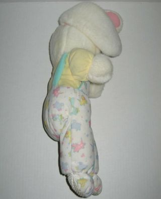 Vtg Eden White Bunny Rabbit Plush Baby Toy Lovey Pastel Overalls Stuffed Animal 5
