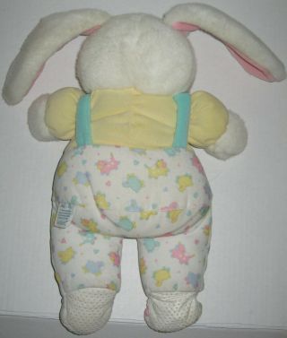 Vtg Eden White Bunny Rabbit Plush Baby Toy Lovey Pastel Overalls Stuffed Animal 6
