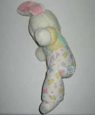 Vtg Eden White Bunny Rabbit Plush Baby Toy Lovey Pastel Overalls Stuffed Animal 8