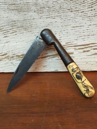 Rare Early Antique Veritable Poudrille French Vendetta Corse Folding Blade Knife