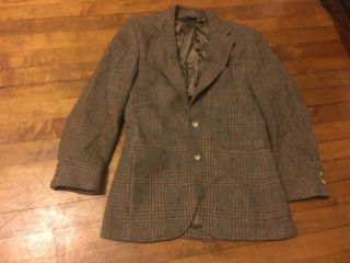 Vtg Brooks Brothers Brooksgate Harris Tweed Blazer Jacket Suit Coat Mens 37s