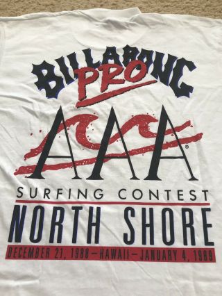 Nwot Vintage Billabong Pro 1988 - 89 North Shore Hawaii Surfing Contest Lrg Wht T -