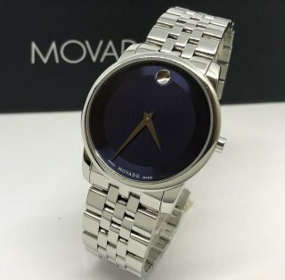 Movado Museum Classic 40mm Rare Blue Dial $795 Men 