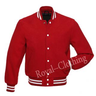 Premium Varsity Letterman Baseball Men Vintage All Red Wool Bomber Style Jacket