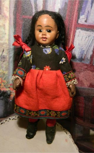 ANTIQUE BLACK ETHNIC GIRL,  MAY BE PAPER MACHE 2
