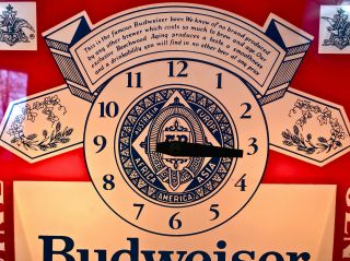 Vintage 60s 70s BUDWEISER Clydesdales Deluxe Label Sign Lighted Clock Light RARE 5