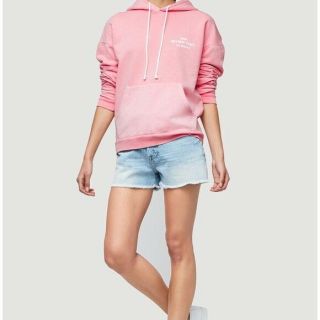 Frame Denim Hoodie Melrose Place La Over - Sized Pink Vtg Wash Sweatshirt Sz Large