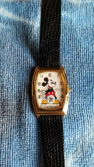 Htf 60th Anv.  Vintage Disney Mickey Mouse Seiko Quartz Watch Model 2k03 - 5019