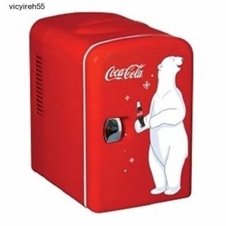 Coke Mini Fridge Coca - Cola Small Refrigerator Soda Home Office Vintage Retro Red