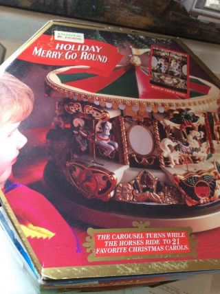 Vtg Mr Christmas Holiday Merry Go Round Moving Music Electric Box Horse Instruct 8