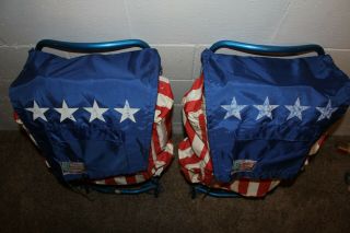 Vtg SET 2 World Famous Backpack Stars & Stripes External Lightweight Frame Pack 3