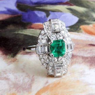 2.  00ct Green Asscher Cut Diamond Vintage Engagement Ring In 925 Sterling Silver
