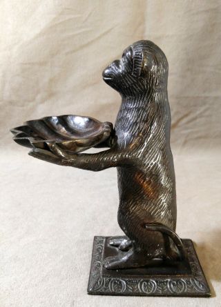 Vintage Brass Monkey Figurine Statue Business Card Holder Shell Tray Sculpture