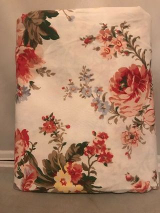 Rare Fab Vintage Ralph Lauren Petticoat Floral White Queen Flat Sheet