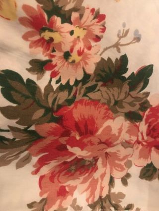 Rare FAB Vintage Ralph Lauren Petticoat Floral White Queen Flat Sheet 6