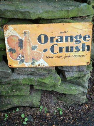 Vintage Old Orange Crush Soda Metal Sign Gas Station General Store Coke Pepsi