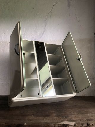 Vintage Mid Century French Metal Bathroom Cabinet.  Spotlessly Ready To Use 6