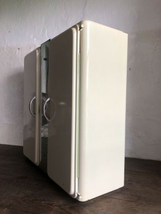 Vintage Mid Century French Metal Bathroom Cabinet.  Spotlessly Ready To Use 8