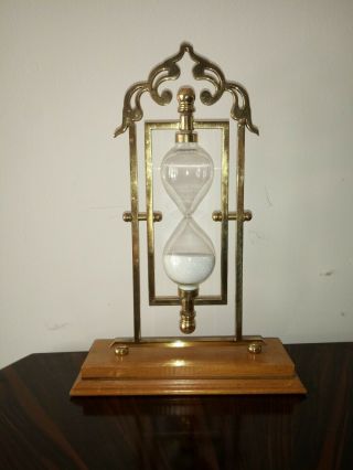 Ethan Allen Handcrafted Vintage Hourglass Made In Italy Brass And Wood