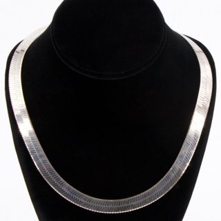 Sterling Silver - Italy 10mm Herringbone Chain Link 20 " Necklace - 44g