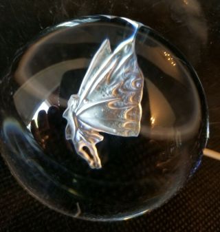 Vintage Lalique Crystal Pixie Paperweight - Signed - Rare - France - Etched Wing