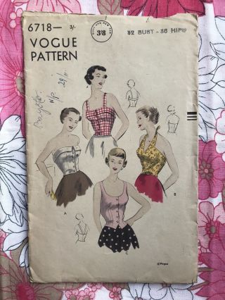 Vogue 6718 Sewing Pattern Complete 1950s Vintage Retro Bare Top Bodice B32