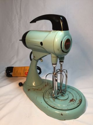 Sunbeam Turquoise Mixmaster 12 Speed Mixer 1950s With Beaters • Vintage