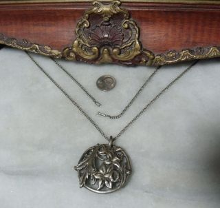 Antique Victorian Sterling Silver Rare Floral Necklace