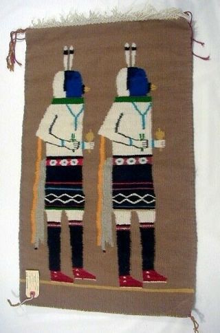 Vintage Navajo Rug Weaving Yei Be Chai 1960s Native American Indian Art 17x29