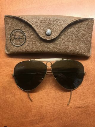 Vintage Ray Ban Bausch And Lomb Shooter Aviators Bullet Hole B&l Usa 1/30 10k Go