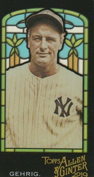 2019 Allen & Ginter Stained Glass Mini Lou Gehrig Limited Rare Ssp Yankee Legend