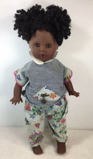 Vintage 1986 Zapf Creation African American Girl Doll 20 " Eyes Open Close