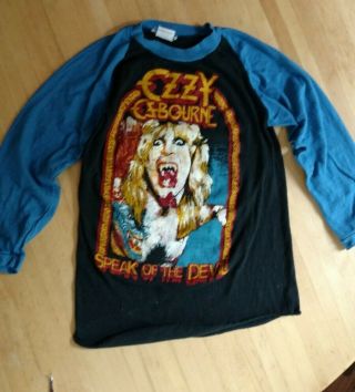 Vintage 80s Ozzy Osbourne Concert T Shirt Speak Of The Devil Tour Black Sabbath